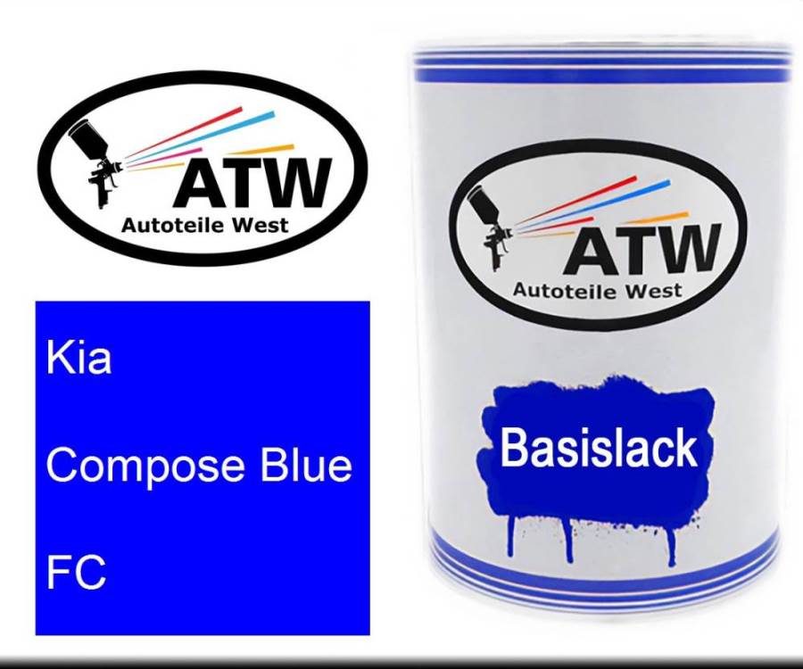 Kia, Compose Blue, FC: 500ml Lackdose, von ATW Autoteile West.